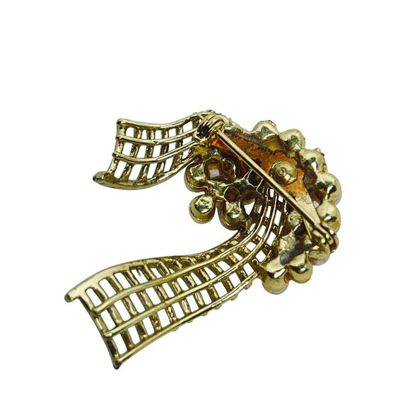 Vintage Gold Tone And Faux Pearl Ribbon Brooch (5753) - Picture 4 of 5